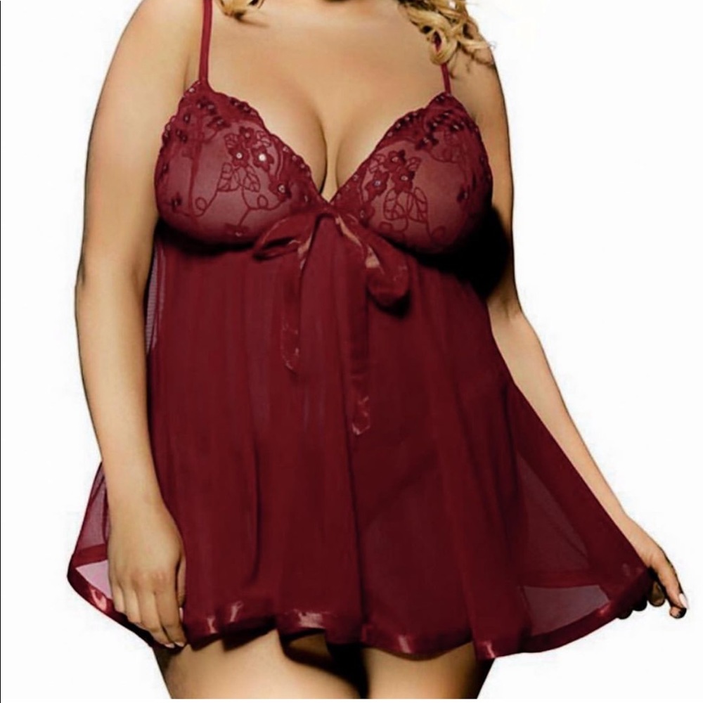 Burgundy Red Valentines Medium Babydoll